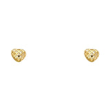 14K Yellow CZ HEART STUD With SCREW BACK Earrings