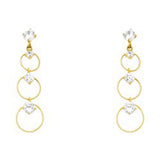 14k Yellow Gold Circles With Clear CZ Assorted Stud Earrings With Screw Back