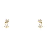 14k Yellow Gold Hanging Flower CZ Assorted Stud Earrings With Screw Back