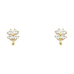 14k Yellow Gold Leaf CZ Assorted Stud Earrings With Screw Back