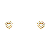 14k Yellow Gold Heart CZ Assorted Stud Earrings With Screw Back