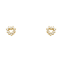 14k Yellow Gold Heart CZ Assorted Stud Earrings With Screw Back
