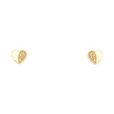 14k Yellow Gold Heart CZ Assorted Stud Earrings With Screw Back
