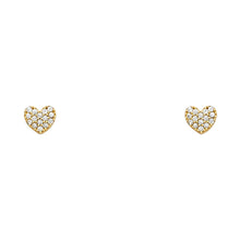 Load image into Gallery viewer, 14k Yellow Gold Heart CZ Stud Screw Back Earring