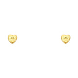 14k Yellow Gold Heart Stud Earrings With Screw Back