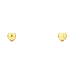 14k Yellow Gold Heart Stud Earrings With Screw Back