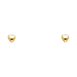 14k Yellow Gold Heart Stud Earrings With Screw Back