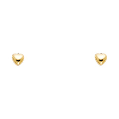 14k Yellow Gold Heart Stud Earrings With Screw Back