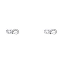14K White Gold Stud Earrings - Screw Back