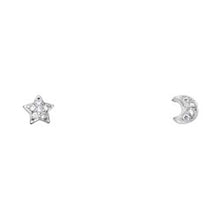 Load image into Gallery viewer, 14K White Gold Stud Earrings - Screw Back