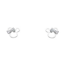 Load image into Gallery viewer, 14K White Gold Stud Earrings - Screw Back
