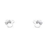 14K White Gold Stud Earrings - Screw Back