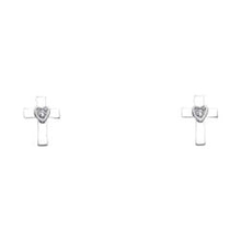 Load image into Gallery viewer, 14K White Gold Stud Earrings - Screw Back