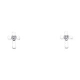 14K White Gold Stud Earrings - Screw Back