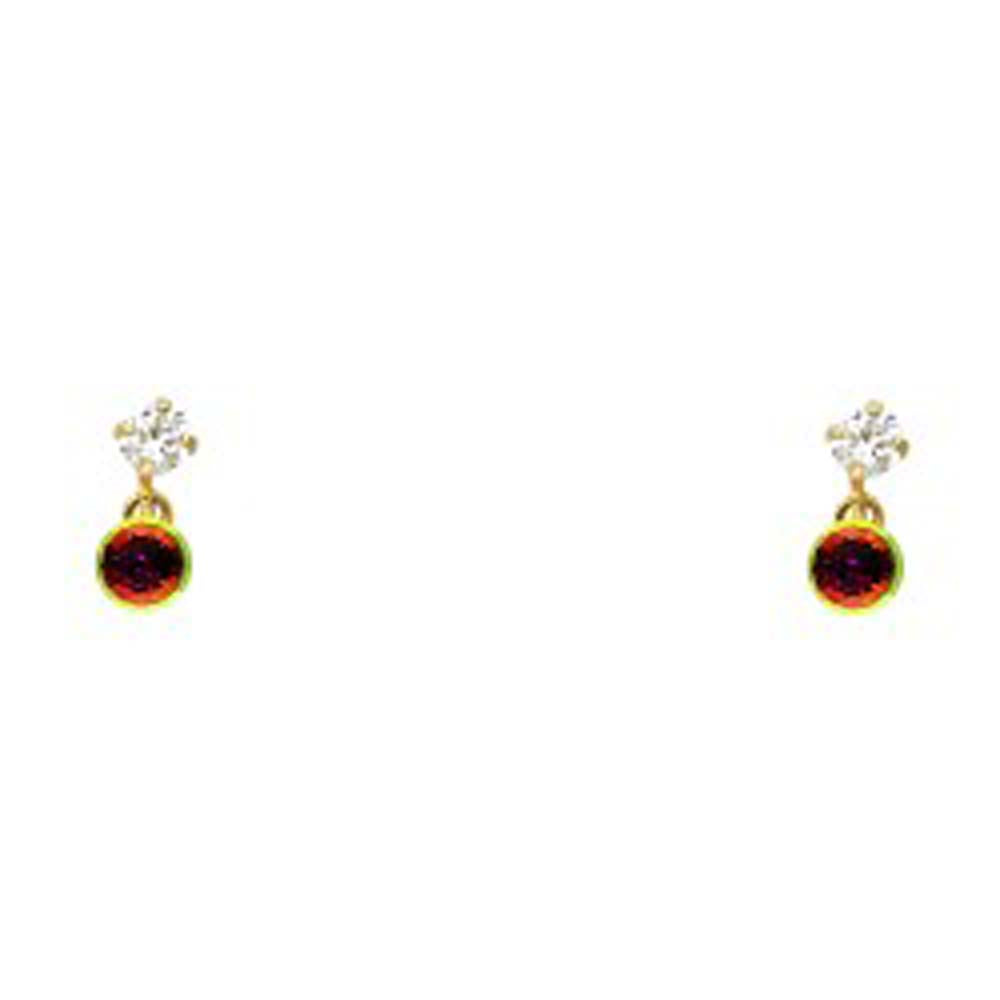 14K Yellow Gold CZ Stud Earrings