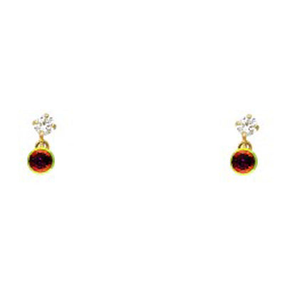 14K Yellow Gold CZ Stud Earrings