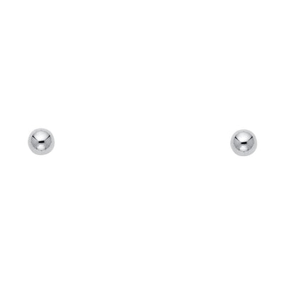 14k White Gold 3mm Ball Stud Earrings With Push Back