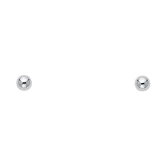 14k White Gold 3mm Ball Stud Earrings With Push Back