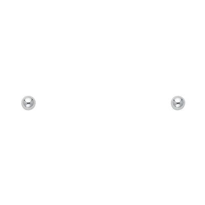 14k White Gold 2mm Ball Stud Earrings With Push Back