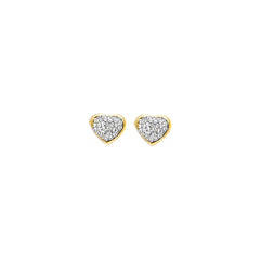 14K Yellow Gold Heart Stud CZ Earrings