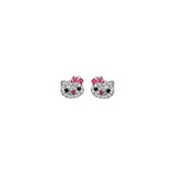14K Yellow Gold Cat Stud CZ Earrings