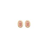14K Two Tone Gold Religious Stud CZ Earrings