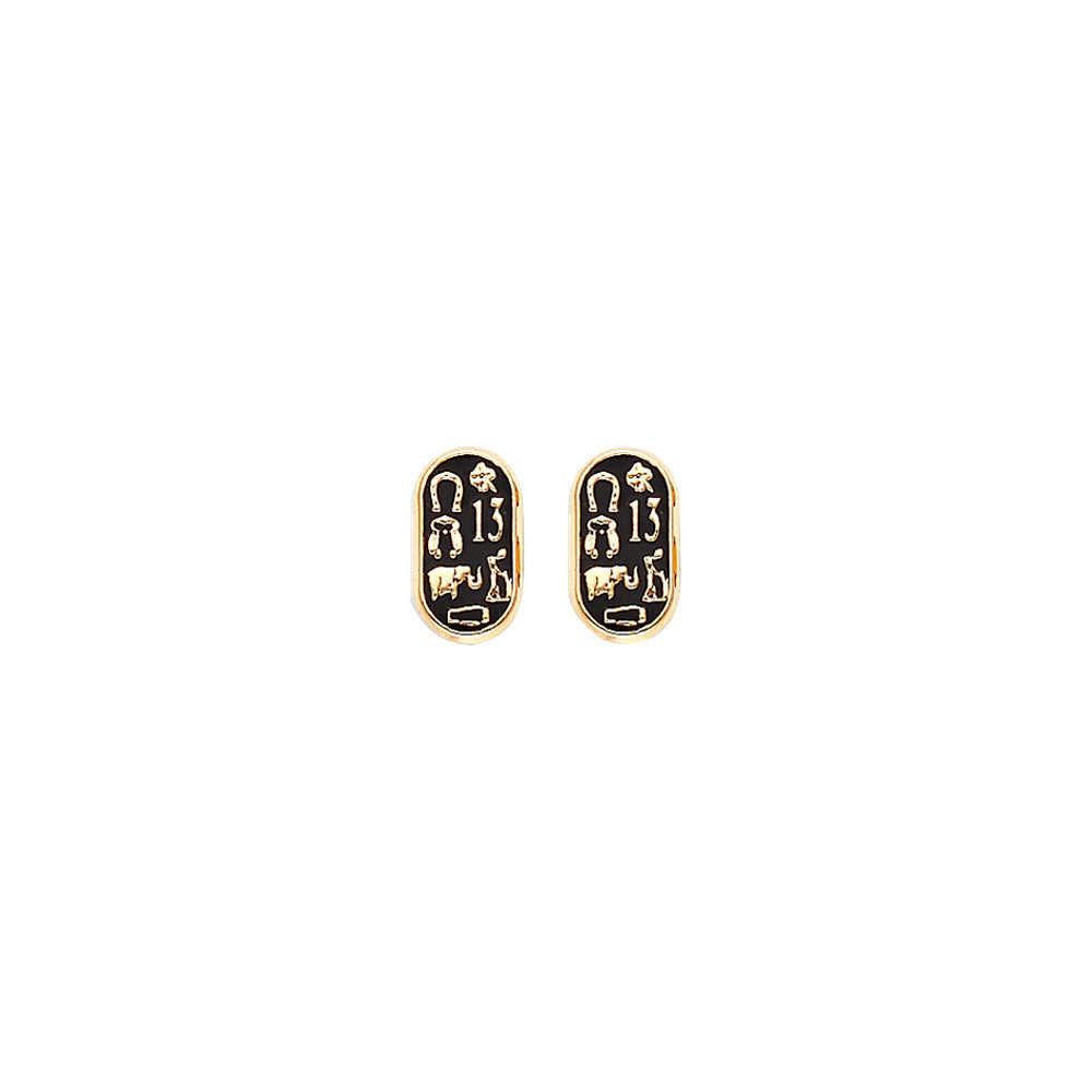 14K Yellow Gold Religious Stud CZ Earrings