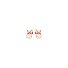 Load image into Gallery viewer, 14K Yellow Gold Cat Stud Earrings
