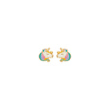 14K Yellow Gold Unicorn Head Stud Earrings