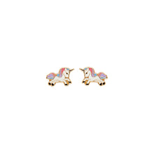 Load image into Gallery viewer, 14K Yellow Gold Unicorn Stud Earrings