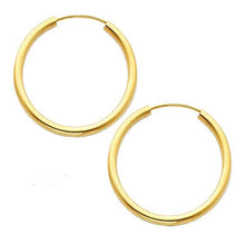 Load image into Gallery viewer, 14K Yellow Gold 2mm Endless Hoop Earrings