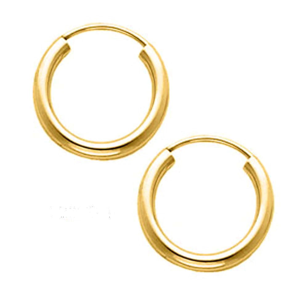 14K Yellow Gold 1.5mm Endless Hoop Earrings