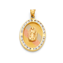 Load image into Gallery viewer, 14K Yellow Gold Guadalupe CZ Religious Pendant