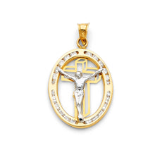 Load image into Gallery viewer, 14K Yellow Gold Guadalupe CZ Religious Pendant