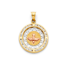 Load image into Gallery viewer, 14K Yellow Gold Guadalupe CZ Religious Pendant