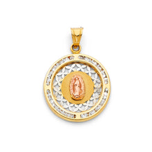 Load image into Gallery viewer, 14K Yellow Gold Guadalupe CZ Religious Pendant