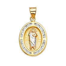 Load image into Gallery viewer, 14K Tri Color 14mm CZ San Judas Medal Pendant - silverdepot