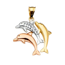 Load image into Gallery viewer, 14K Tri Color 17mm Dolphin Pendant - silverdepot
