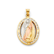 Load image into Gallery viewer, 14K Yellow Gold 15mm Guadalupe CZ Religious Pendant