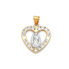 Load image into Gallery viewer, 14K Yellow Gold 15mm Guadalupe CZ Religious Pendant