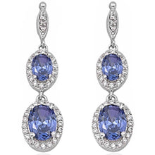 Load image into Gallery viewer, Sterling Silver Tanzanite &amp; CZ Dangle Earrings
