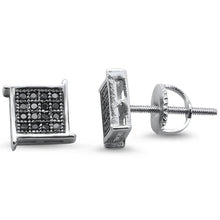 Load image into Gallery viewer, Sterling Silver Princess 8MM Hip Hop Micro Pave Cubic Zirconia Stud Earrings