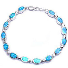 Load image into Gallery viewer, Sterling Silver Oval Blue Fire Opal BraceletAnd Length 7.75 Inches