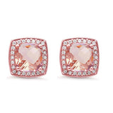 Sterling Silver 3.50ct Princess Cut Morganite And CZ .925 Earrings And Pendant SetAnd Thickness 10.5mm
