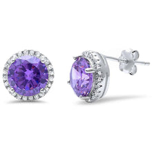 Load image into Gallery viewer, Sterling Silver Halo CZ Stud Earring And Thickness 8.35mm