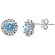 Load image into Gallery viewer, Sterling Silver Halo CZ Stud Earring And Thickness 8.35mm