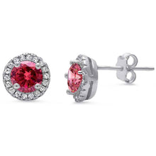 Load image into Gallery viewer, Sterling Silver Halo CZ Stud Earring And Thickness 8.35mm