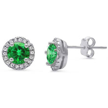 Load image into Gallery viewer, Sterling Silver Halo CZ Stud Earring And Thickness 8.35mm