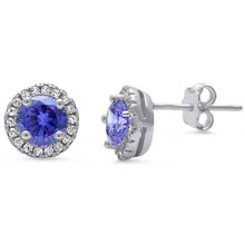 Load image into Gallery viewer, Sterling Silver Halo CZ Stud Earring And Thickness 8.35mm