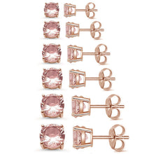 Load image into Gallery viewer, Sterling Silver Morganite Casting Round Stud Push Back Earrings - silverdepot